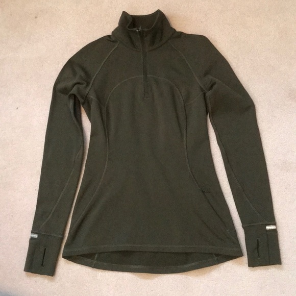 lululemon athletica Tops - Lululemon First half mile 1/2 Zip Military Green